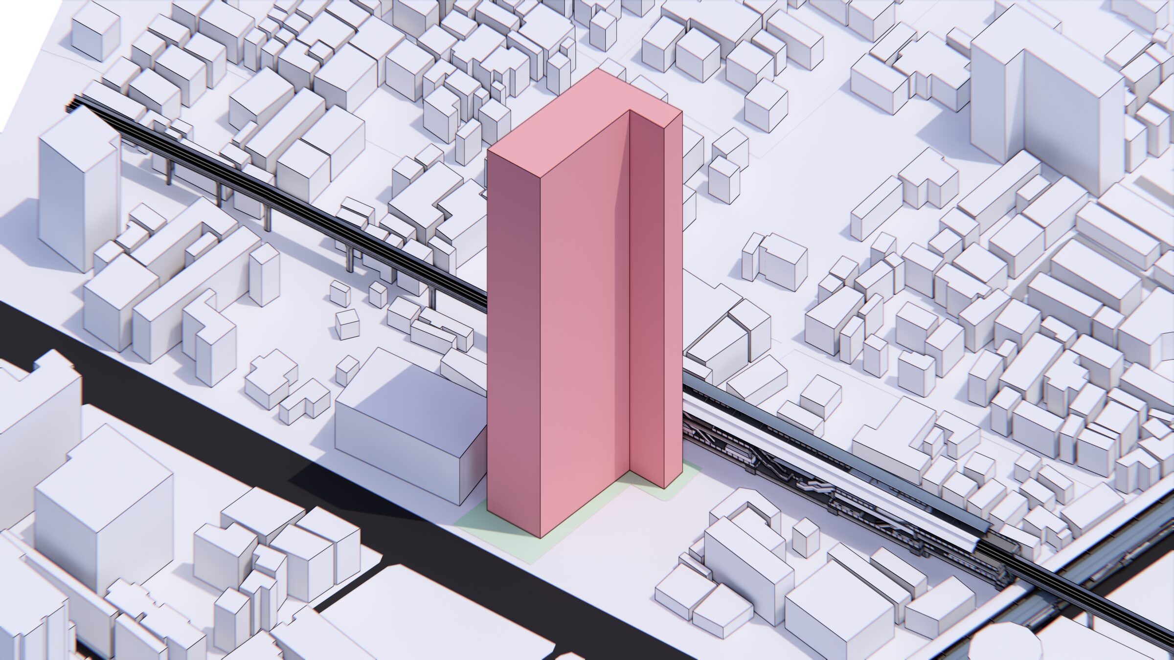 Early hospital massing option in the urban model