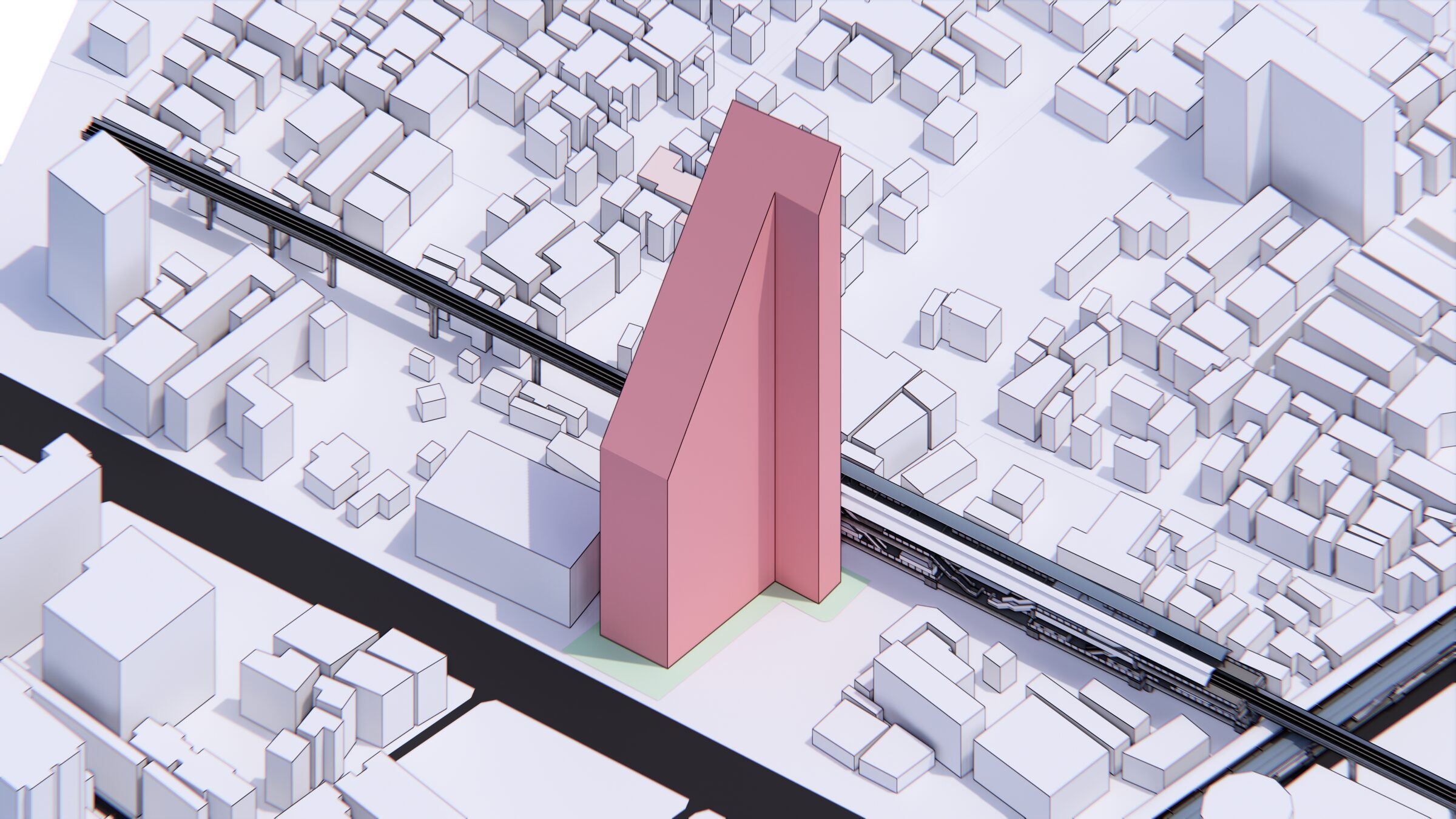 Developed hospital tower massing option